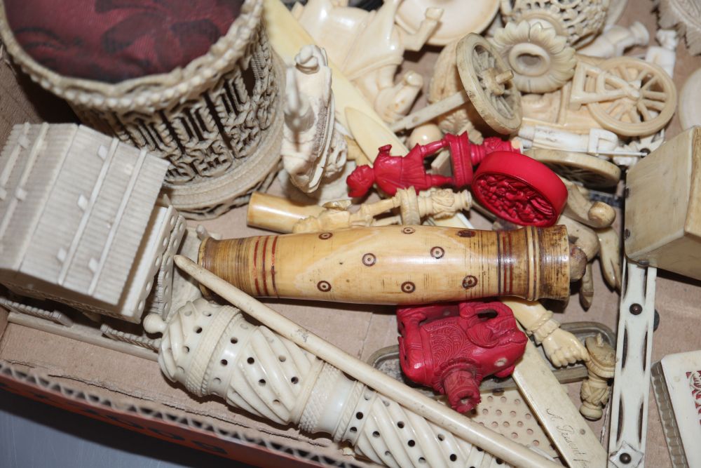 A group of 19th century ivory carvings